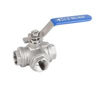 Válvula de bola de tubo de acero inoxidable SUS304 FTVOGUE de tres vías de rosca hembra DN15
