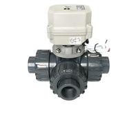 Válvula De Bola Eléctrica De Plástico Con Extremo De Pegamento, Unión Verdadera De 1 Pulgada Y 3 Vías, Con Actuador ISO5211, Anulación Manual De 15 Nm E Indicador De Posición(BSP THREAD_CR301)