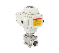 Válvula de bola eléctrica de plataforma alta bidireccional de 1/2 "válvula de bola de tres abrazaderas Q911F-16P de acero inoxidable 110VAC, 220VAC, 12VDC, 24VDC(110VAC)