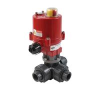 Válvula De Bola Eléctrica de PVC de 3 vías G1'' con T-bore 24 V AC/DC PTFE/EPDM