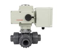 Válvula de bola eléctrica UPVC de 1/2 pulgadas, válvula de 3 vías de 220V L, adaptador en T, válvula de riego, válvula mezcladora termostática de retorno de falla(DN40 T-type,Normally Open)