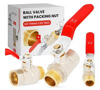 Válvula de Bola Esfera Cierre 3/4'' Hembra x 3/4'' Macho Latón DN20 Maneta de Palanca | Llave de Paso Agua Restrictor Anillo de Estanqueidad de Prensaestopas