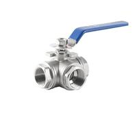 Válvula de bola hembra de acero inoxidable de 3/4" DN20, conexión tipo T de tres vías, acero inoxidable 304