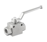 Válvula de bola hidráulica de 2 vías para varios medios agua, aceite, gas; operación manual; clasificación de presión de 500 bares; tecnología de sellado de nitrilo (G3/8)