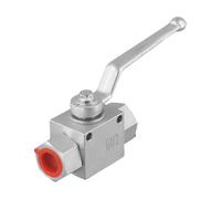 Válvula de bola hidráulica de 2 vías para varios medios agua, aceite, gas; operación manual; clasificación de presión de 500 bares; tecnología de sellado de nitrilo (G1/2)