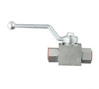 Válvula de bola hidráulica de 500 bares, operación manual de 2 vías, cuerpo de acero al carbono, sellos de nitrilo acetal para integración BSP (G1/4)