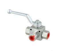Válvula de bola hidráulica industrial de 3 vías Presión de 500 bar Operación manual Válvula de acero al carbono 14 Rosca para varios medios líquidos y gas(G1/2)