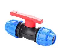 Válvula de Bola MDPE PE 20 mm, Manguera, Ajuste de compresión, Resistencia de Rango de hasta 45 °C, presión de 16 Bar a 20 °C, Solo para Sistemas de Agua fría, para Piscinas, estanques, acuarios