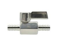 Válvula de bola MINI de acero inoxidable 304, 7 mm - 25 mm, con espiga for manguera, 2 mangueras de aire, agua y aceite, conector de tubo, microválvula(Silver,10mm x 10mm)