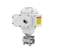 Válvula de bola motorizada 2 vías 1/2 ", válvula eléctrica hilo femenino acero inoxidable Q941/45F-16P tipo T/L, DC24V AC220V(110vac,0.5 Inch)