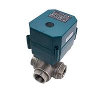 Válvula de bola motorizada acero inoxidable, válvula gran torsión paso total 3 vías, 2/3 cables, AC220V DC24V DC12V, 1 Uds(L Type-ac220v-cr04)