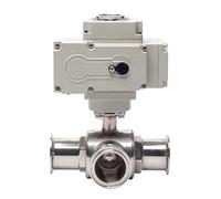 Válvula de bola motorizada de 38 mm Válvula eléctrica de triple abrazadera Q911F-16P de acero inoxidable, 1 unidad(L TYPE-110VAC)
