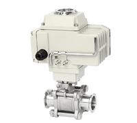Válvula de bola motorizada de acero inoxidable DN25 Φ32 - Válvula de control eléctrica de triple abrazadera de 220 VCA for medios alimentarios(12vdc)