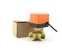 Válvula de bola motorizada de latón de 3 vías, tipo T, DN15/DN20/DN25/DN32, de 1/2", 3/4" y 1", electroválvula eléctrica de dos controles y tres hilos, 220 V(220vac-3 Wire - 2 Point,1 Inch)