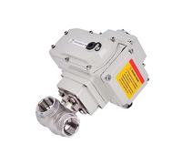 Válvula de bola motorizada tres vías 1/2 "DC24V AC220V, válvula eléctrica hilo femenino tipo Q941/45F-16P T/L acero inoxidable(220VAC-T TYPE)