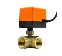 Válvula de bola motorizada tres vías, latón, 1/2", 3/4", 1" y 2", 220 V, 12 24, con 3 cables control 2 puntos(36895,220VAC)