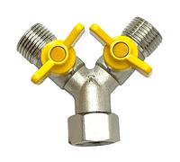 Válvula de bola multifunción de doble interruptor adaptador de válvula de gas natural de unión de gas de 3 vías para manguera de entrada de 1/2 pulgada para 2 o 3 conexiones estilo Y