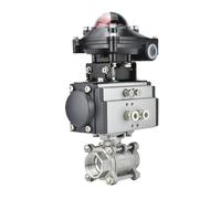 Válvula de bola neumática con interruptor de límite, retroalimentación de señal, tres piezas, plataforma alta, acero inoxidable Q611F-16P de doble efecto