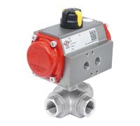 Válvula De Bola Neumática De 3 Vías G1/4'' Taladro En T Acero Inoxidable Doble Efecto