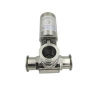 Válvula de bola neumática de tres vías con actuador tipo T de acción simple de acero inoxidable 304, 2" Tri Clamp OD 64MM