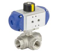 Válvula de bola neumática G1/4'' de 3 vías y puerto en L de acero inoxidable Cerrada por muelle - BL3SA
