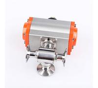 Válvula de bola neumática tipo T/L, virola sanitaria triple abrazadera acero inoxidable 304, 51mm, AT75, 3 vías, con cilindro doble acción, 1 Uds(T Type)