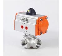 Válvula de bola neumática tres vías con rosca interna, tipo T, L, válvula corte e inversión, DN8, DN10, DN15, puerto alambre acero inoxidable 304