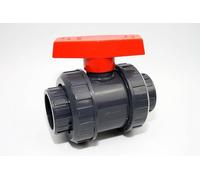 Válvula de bola profesional, 63 mm, con 2 manguitos adhesivos de PVC, U 10 bar, DIN 8063