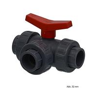 Válvula de bola PVC de 3 vías de D 50 mm, orificio de T