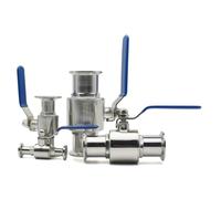 Válvula de bola rápida de paso recto de acero inoxidable 304, diámetro exterior de 12,7-51 mm, con tres abrazaderas, de 25,4-64 mm(45mm Ferrule 64)