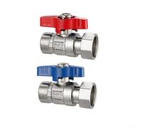 Válvula de bola recta de caldera combinada, válvula de cobre de puerto completo NPT hembra de 1/2 pulgada con asas rojas/azules para hornos colgantes de pared y sistemas de calefacción (recto i)