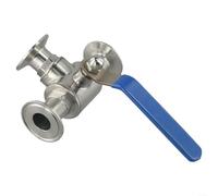 Válvula de bola sanitaria de 3 vías con puerto T, acero inoxidable, compatible con tubos de 3/4 y 1 pulgada, utilizada en alimentos, bebidas, ingeniería farmacéutica y biológica (B)