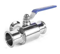 Válvula de bola sanitaria de 3 vías, triple abrazadera de acero inoxidable con mango de bloqueo, forro de PTFE, 19-102 mm, duradera y fiable para fontanería y control de fluidos