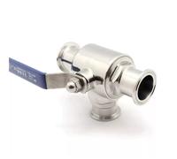 Válvula de bola sanitaria de acero inoxidable 304 de 25 mm, 3 vías, diámetro exterior de 50,5 mm, tipo férula de triple abrazadera, 1 unidad(TType)