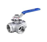 Válvula de bola tres vías acero inoxidable 304 con hebilla interruptor, tipo L/T, una entrada y dos salidas, cable interior, 6/4 minutos(1",T-type)