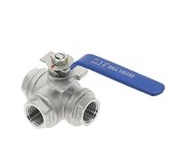 Válvula de bola tres vías acero inoxidable 304, tipo L, T, 1/4", 3/8", 1/2", 3/4", 1", DN8, DN10, DN15, DN20, DN25, rosca hembra BSP(DN40,T Type)