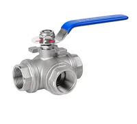 válvula de bola Válvula 3 vías acero inoxidable 304 tipo T/tipo L 1/4" 3/8" 1/2" 3/4" 1" 1-1/4" 1-1/2" 2" Roscado tres 1 Uds(T type,DN10)