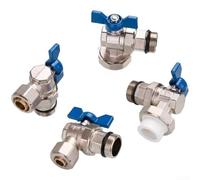 Válvula de bola, válvula de bola triangular de latón para agua fría y caliente, 1/5.1 cm 3/10.2 cm Calefacción de tierra Colector de esquina Válvula de plástico de aluminio