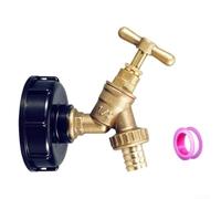 Válvula de cabeza de caballo de latón para cubo IBC de 1000 L, conector de grifo de jardín al aire libre de 1/2 pulgada con tapa adaptadora, kit de montaje de dispensador de agua resistente a la