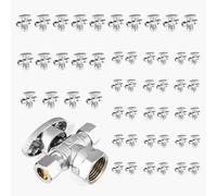 Válvula de cierre angular de doble salida - Entrada FIP de 1/2" x salidas de compresión de 3/8" - Válvula de cierre duradera de latón cromado(50pack FIP)