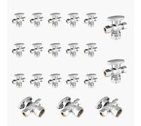 Válvula de cierre angular de doble salida - Entrada FIP de 1/2" x salidas de compresión de 3/8" - Válvula de cierre duradera de latón cromado(20pack FIP)