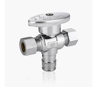 Válvula de cierre angular de doble salida - Entrada FIP de 1/2" x salidas de compresión de 3/8" - Válvula de cierre duradera de latón cromado(1pack PEX Expansion)