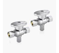Válvula de cierre angular de doble salida - Entrada FIP de 1/2" x salidas de compresión de 3/8" - Válvula de cierre duradera de latón cromado(2pack PEX Crimp)