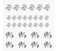 Válvula de cierre angular de doble salida - Entrada FIP de 1/2" x salidas de compresión de 3/8" - Válvula de cierre duradera de latón cromado(30pack FIP)