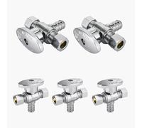 Válvula de cierre angular de doble salida - Entrada FIP de 1/2" x salidas de compresión de 3/8" - Válvula de cierre duradera de latón cromado(5pack PEX Crimp)