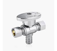 Válvula de cierre angular de doble salida - Entrada FIP de 1/2" x salidas de compresión de 3/8" - Válvula de cierre duradera de latón cromado(1pack PEX Crimp)