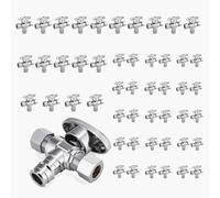 Válvula de cierre angular de doble salida - Entrada FIP de 1/2" x salidas de compresión de 3/8" - Válvula de cierre duradera de latón cromado(50pack PEX Expansion)