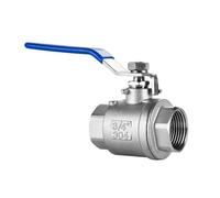 válvula de cierre de agua Válvula de acero inoxidable, DN8/10/15/20/25/32/40 bola rosca hembra dos piezas 304 SS 2P con interruptor agua mango vinilo, 1 pieza(3/8 Inch)