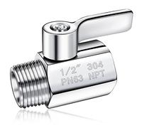 Válvula de cierre de cabezal de ducha de acero inoxidable 304 mini válvula de bola (1/2 pulgada hembra X macho) rosca NPT regulador de válvula de control de flujo de agua