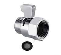 Válvula de cierre de cabezal de ducha de latón macizo con mango de control de flujo, acabado cromado pulido o negro, conector de rosca macho y hembra G1/2 compatible con cabezales de ducha estándar y